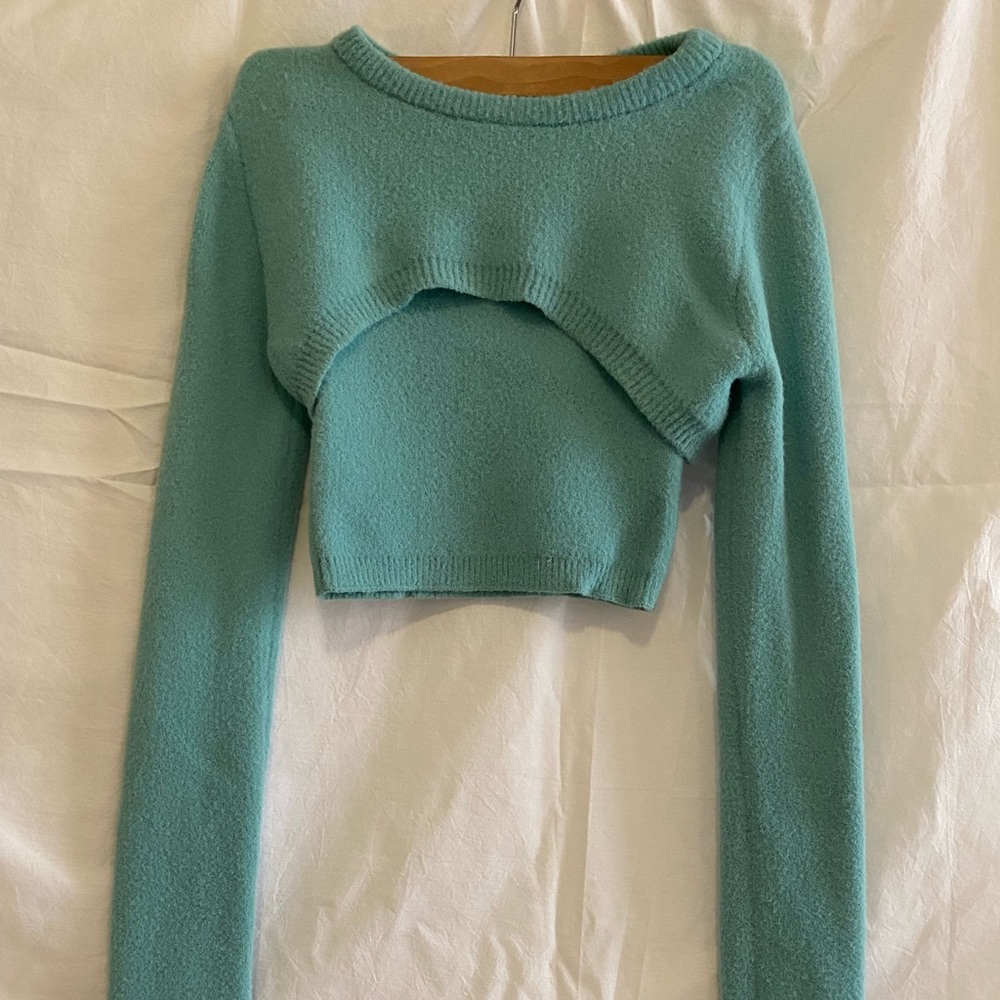 Zara 2pc Teal Sweater Set-Shall + Tube Top NWOT